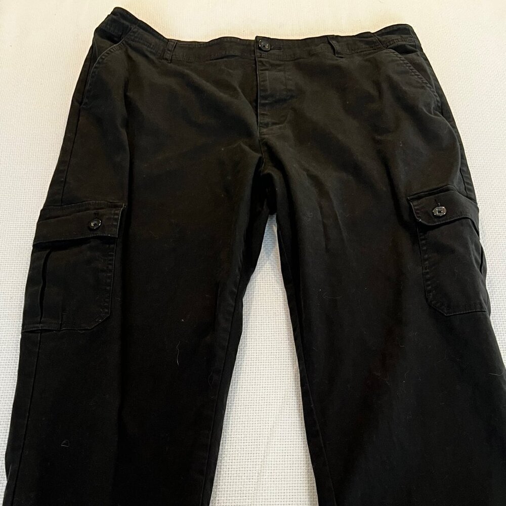 ASOS Design Pants Mens Sz 36x32 Black Cargo Jogger Pants Button Fly‎ READ